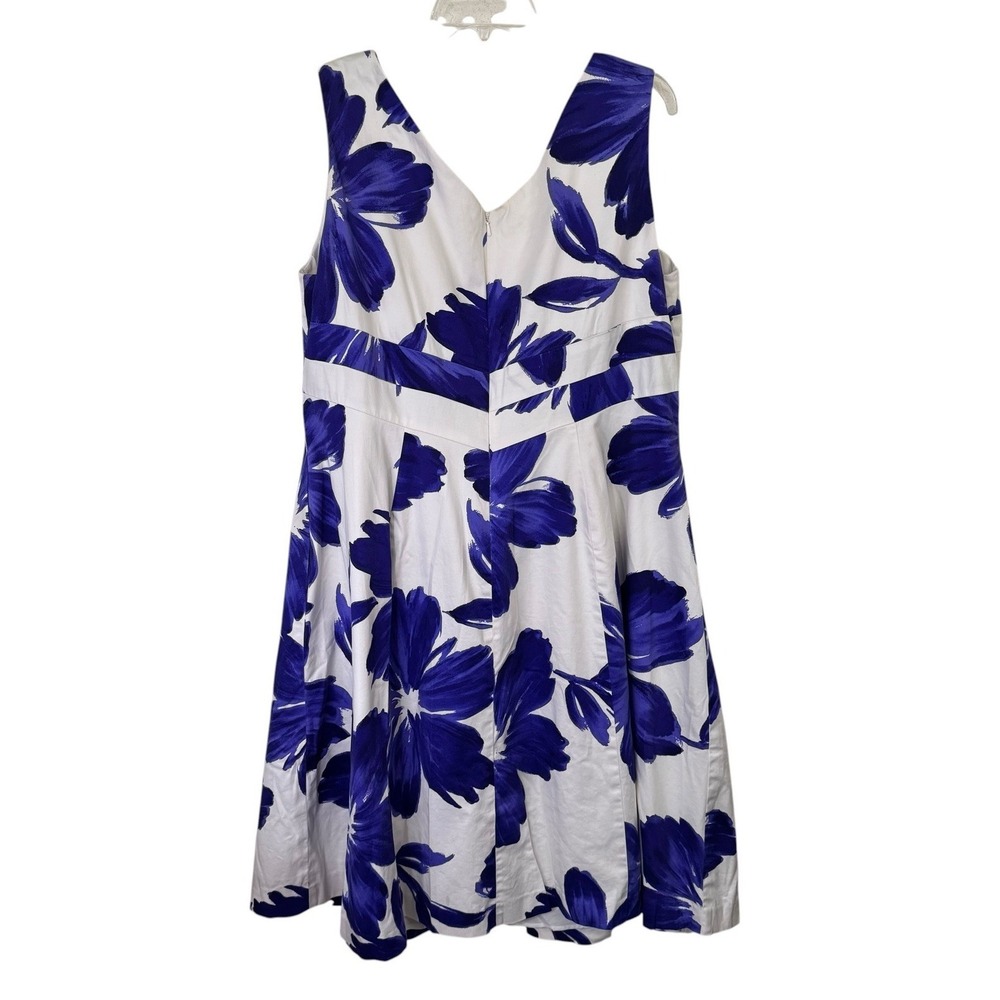 Jones New York Dress Woman Size 18W Sleeveless Floral Purple White Lined Pockets - Picture 2 of 8